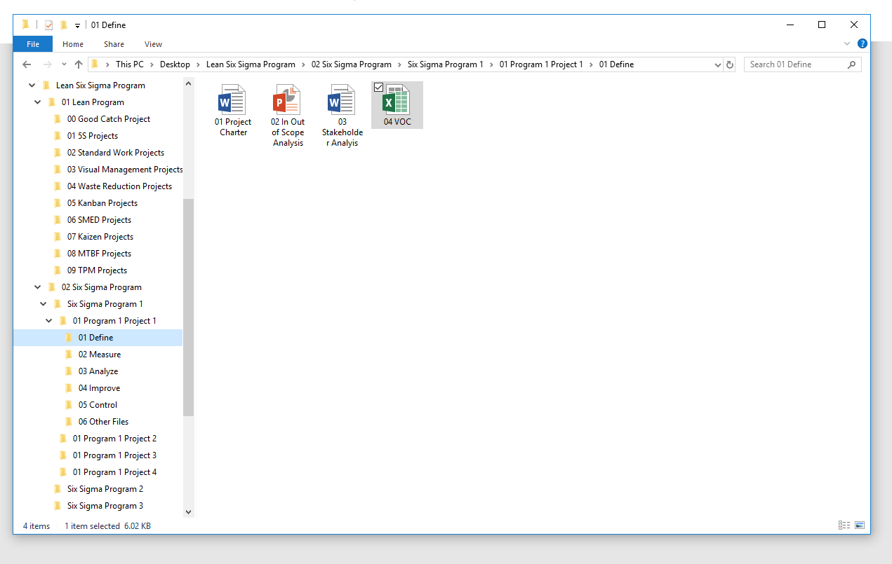 DMAIC management on PC desktop