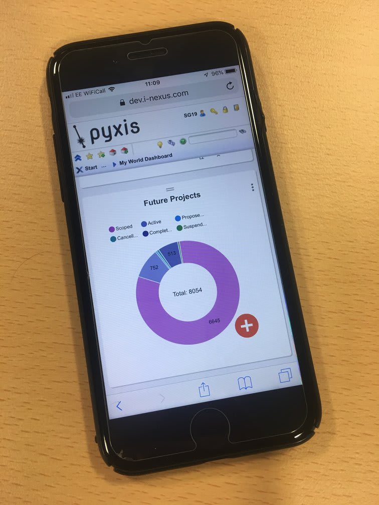 i-nexus My World Dashboard on mobile