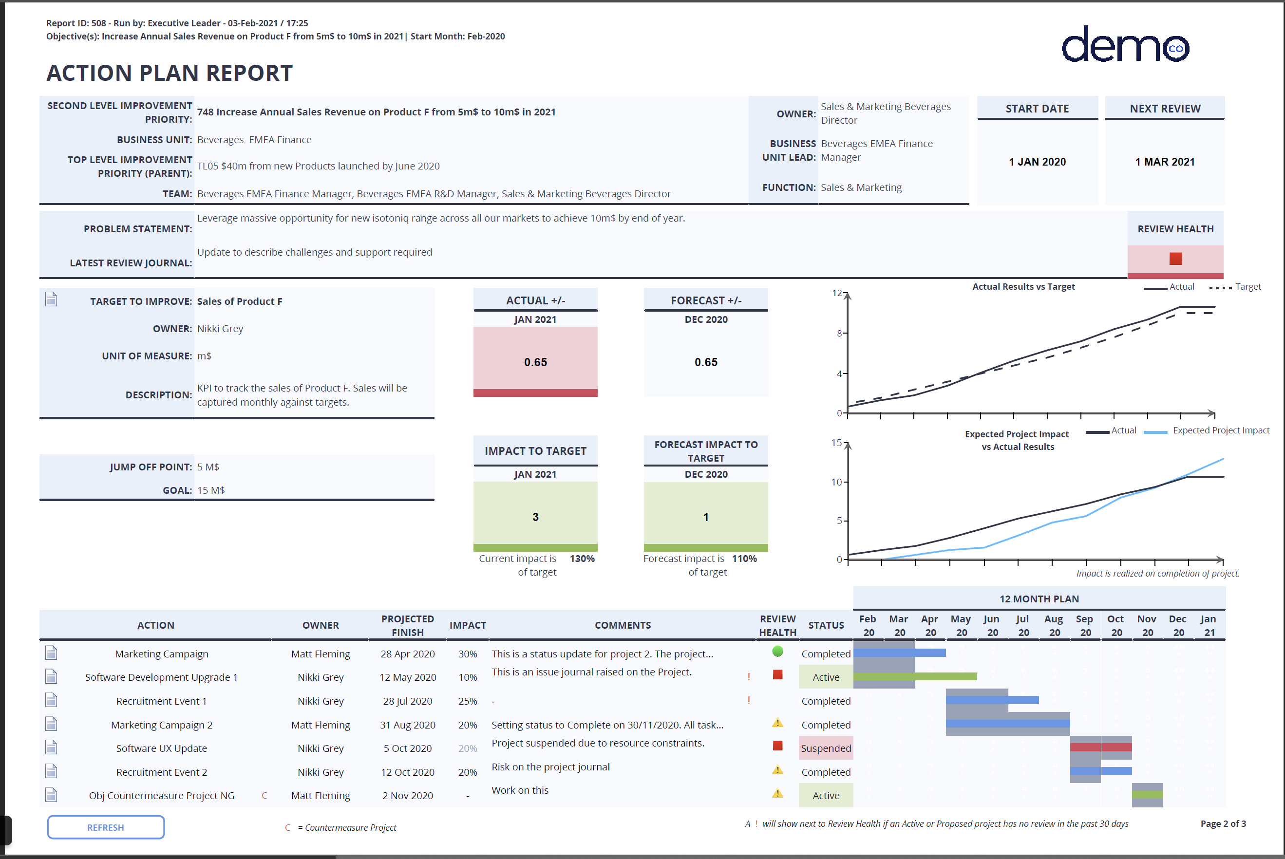 advanced action plan report